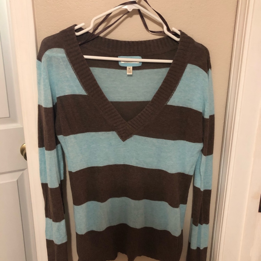 Aeropostale turquoise/ brown striped sweater.